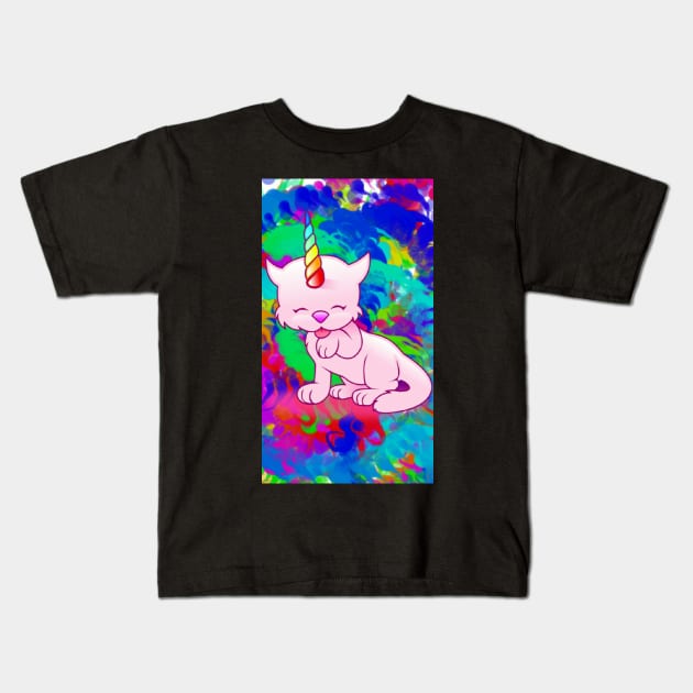 Rainbow Unicorn Kitty Kids T-Shirt by ValinaMoonCreations